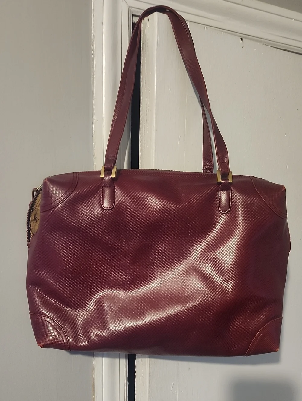 Bottega Veneta Burgundy Leather Tote with Gold-Tone Hardware